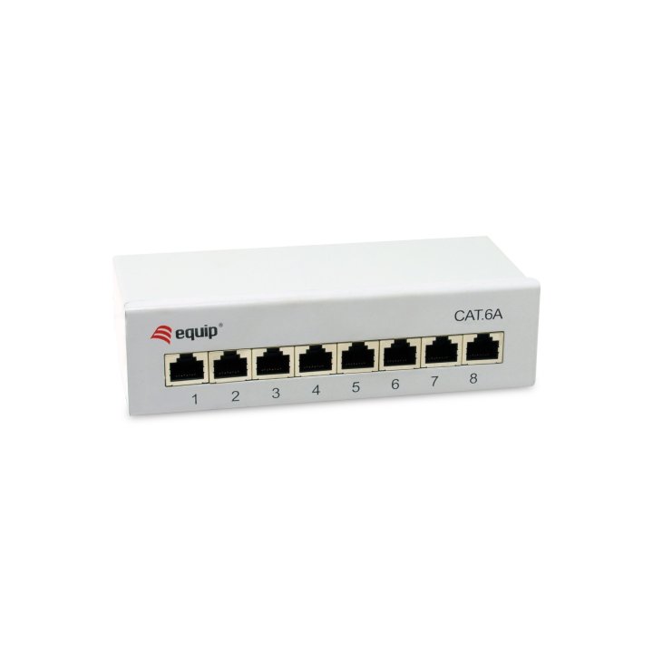 Patch Panel De Sobremesa Equip Cat.6a Apantallado 8 Puertos Color Gris Claro (ral 7035)