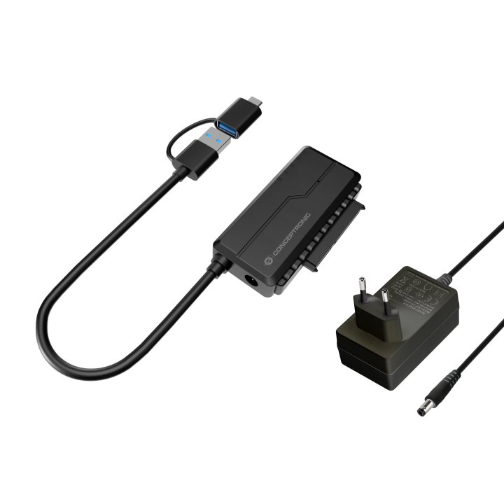 Adaptador Usb-a A Sata Conceptronic Inluye Adaptador Usb-c Y Adaptador De Corriente Abby21b