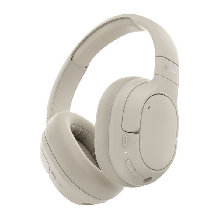 Headset Bluetooth Belkin Aud008hqsa Circumaural Con Cancelacion Ruido Carga Por Usb-c Blanco