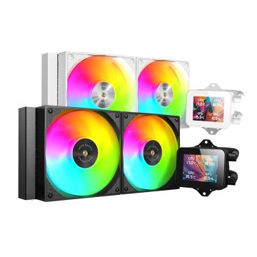 Sistema De Refrigeracion Liquida Mars Gaming Mlvision240 Negro 2x120mm Argb Tpd 500w Pantalla Lcd  Para Procesadores Intel Y  2