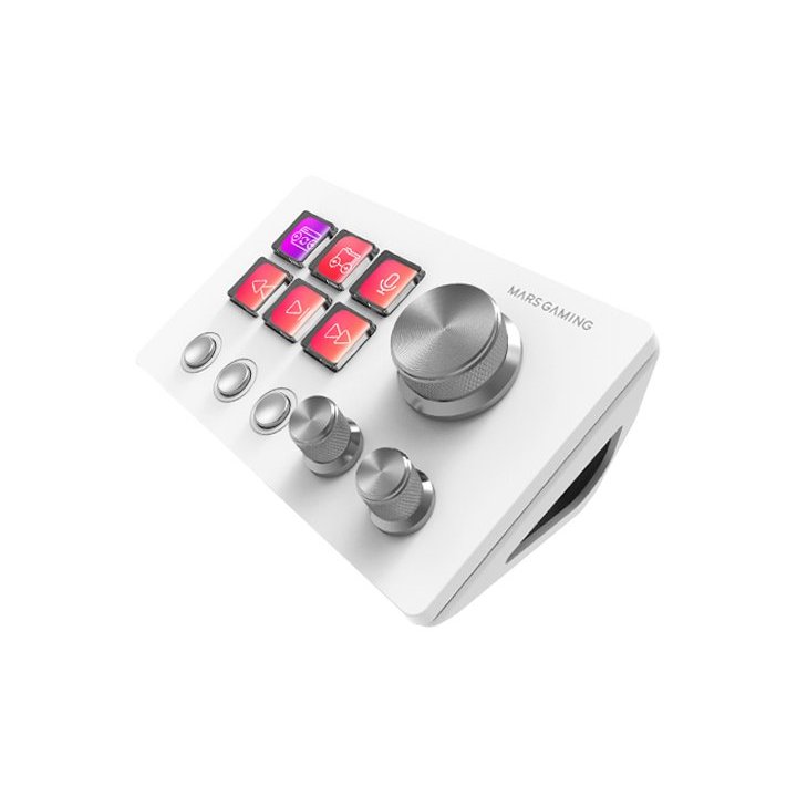 Control Deck Slim Mars Gaming Msdtwo Black 6 Teclas De Acceso Directo Lcd 3 Botones 3 Ruedas Multifuncionales Blanco