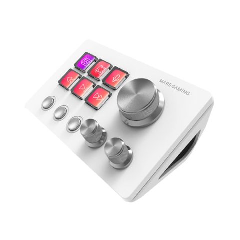 Control Deck Slim Mars Gaming Msdtwo Black 6 Teclas De Acceso Directo Lcd 3 Botones 3 Ruedas Multifuncionales Blanco