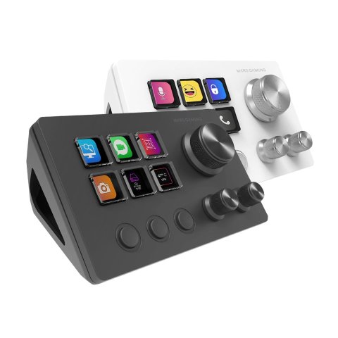 Control Deck Slim Mars Gaming Msdtwo Black 6 Teclas De Acceso Directo Lcd 3 Botones 3 Ruedas Multifuncionales Blanco