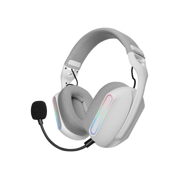 Headset Bluetooth Mars Gaming Mhwpro 7.1 Tecnologia 3d Bt 2.4ghz Jack 3.5mm Argb Bat 40h Blanco