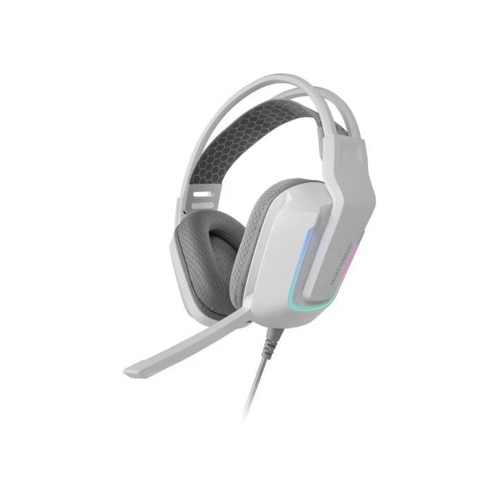 Headset Mars Gaming Mhstrikew Frgb Jack 3.5mm Alimentacion Usb Control Volumen Color Blanco