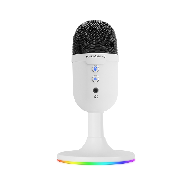 Microfono Compacto Mars Gaming Mmiccx Usb Blanco De Alta Definicion 196khz 24bits Enc Arg Base Ajustable