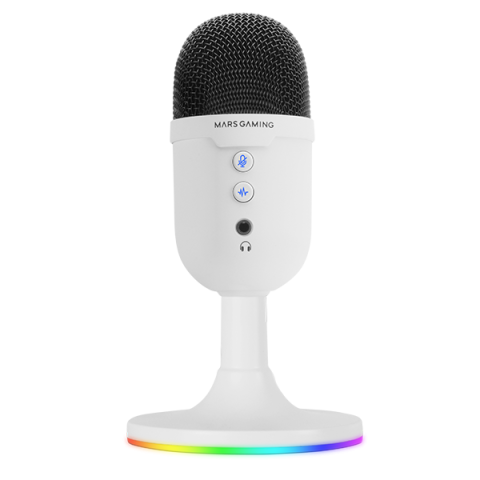 Microfono Compacto Mars Gaming Mmiccx Usb Blanco De Alta Definicion 196khz 24bits Enc Arg Base Ajustable