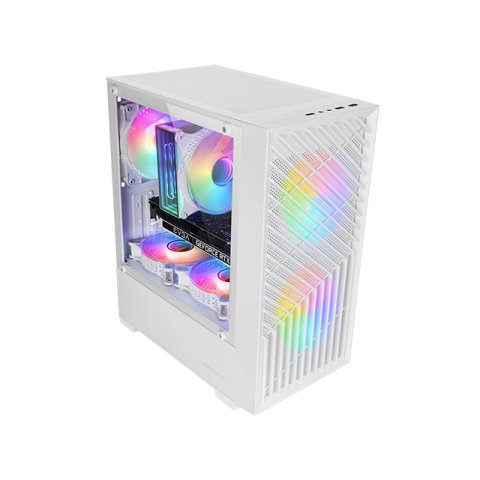 Caja Microatx Gaming Mars Gaming Mcvortexw Cristal Templado Frontal Mesh Gpu 273mm 1x3.5 2x2.5 Blanco Frgb