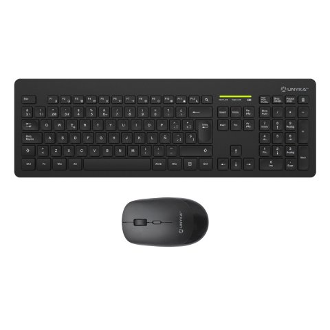 Teclado Y Mouse Unykach Wireless Mk212 Pro Slim 2.4g 1600dpi Nano Receptor Ultradelgado