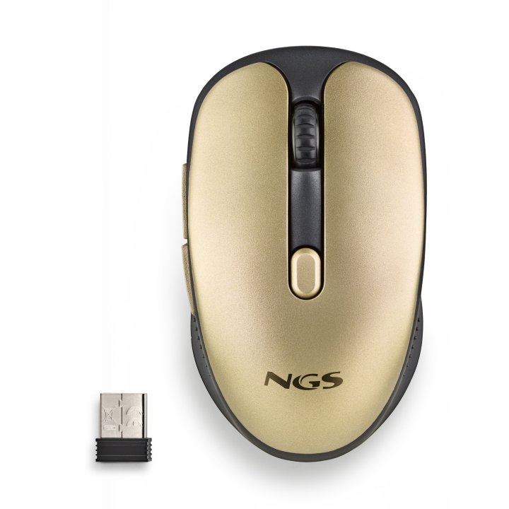 Mouse Ngs Wireless Evorustgold Recargable Con Teclas Silenciosas Oro