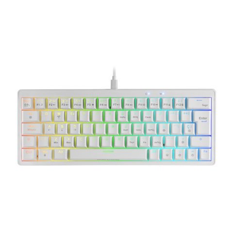 Teclado Mars Gaming Compacto Mkminiprowbres Hot-swap Mecanico Switch Marron Rgb Chroma Blanco