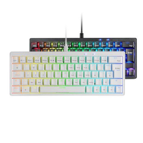 Teclado Mars Gaming Compacto Mkminiprowbres Hot-swap Mecanico Switch Marron Rgb Chroma Blanco