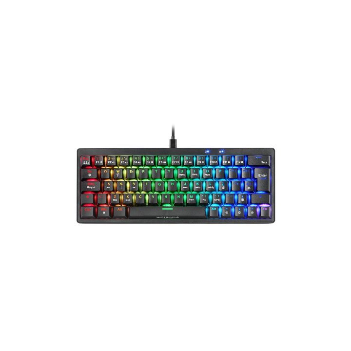 Teclado Mars Gaming Compacto Mkminiproyes Hot-swap Mecanico Switch Amarillo Rgb Chroma Negro