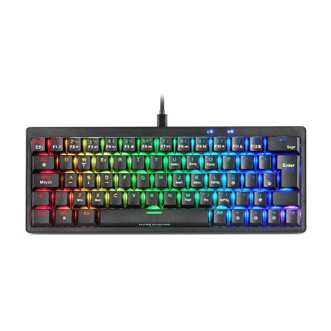 Teclado Mars Gaming Compacto Mkminiproyes Hot-swap Mecanico Switch Amarillo Rgb Chroma Negro