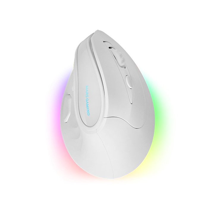 Mouse Mars Gaming Mmskw Wireless Ergo Paw3104pro 8400 Dpi Ajustable 9 Botones Mecanicos Huano Blanco