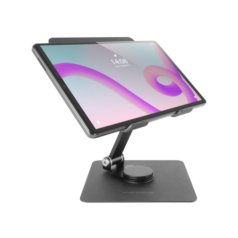 Soporte Para Tablet Mars Gaming Marst Color Negro Plegable Rotacion 360º Ajuste De Altura Y Angulo De Visualizacion 180º