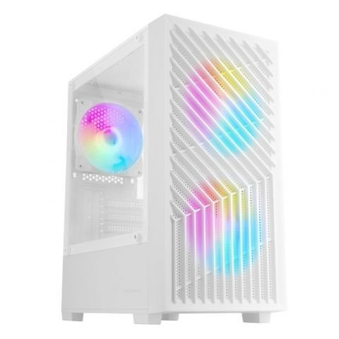 Caja Microatx Gaming Mars Gaming Mcvortexw Cristal Templado Frontal Mesh Gpu 273mm 1x3.5 2x2.5 Blanco Frgb
