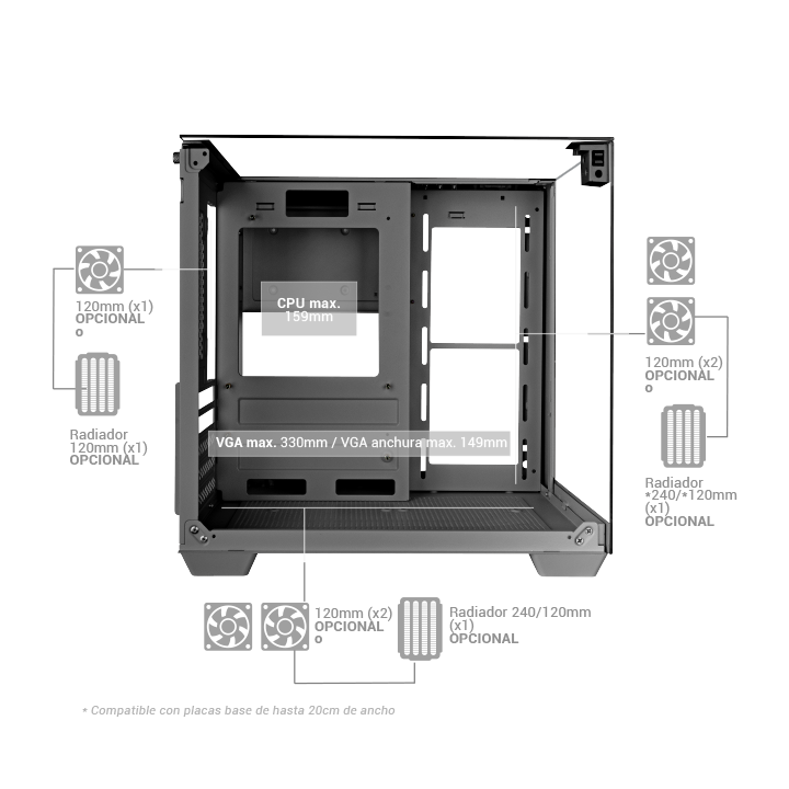 Caja Microatx Gaming Mars Gaming Mcvisionm...