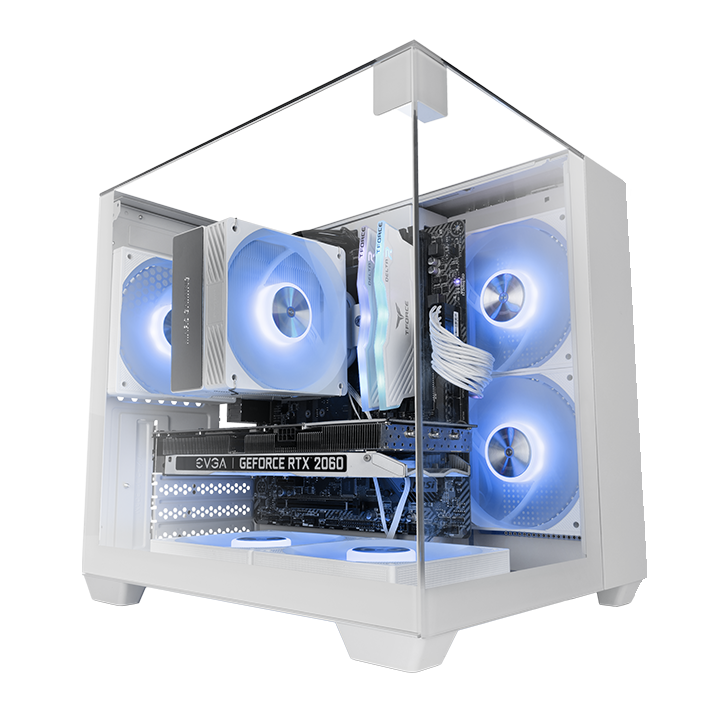 Caja Microatx Gaming Mars Gaming Mcvisionmw Triple Cristal Templado Gpu 330mm 1x3.5 1x2.5 Blanco