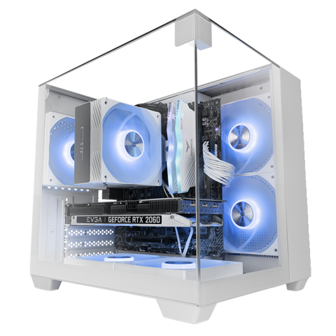 Caja Microatx Gaming Mars Gaming Mcvisionmw Triple Cristal Templado Gpu 330mm 1x3.5 1x2.5 Blanco