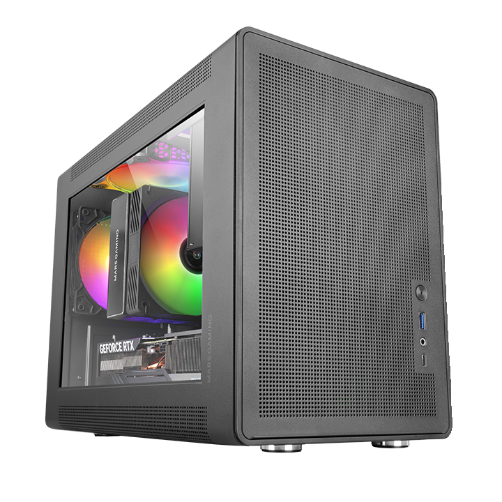 Caja Microatx Mars Gaming Mcxps Cristal Templado Mesh Gpu 280-360mm 1x3.5 2x2.5 Negro Compatible Atx/sfx