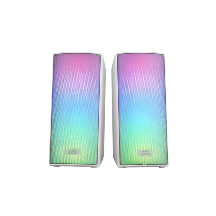 Altavoces 2.0 Bluetooth Mars Gaming Msrgb2 15w Bt 5.3 Jack 3.5mm Rgb Caja De Control Microsd Blanco
