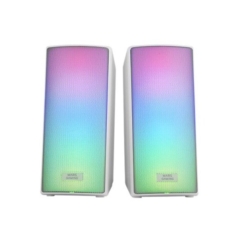 Altavoces 2.0 Bluetooth Mars Gaming Msrgb2 15w Bt 5.3 Jack 3.5mm Rgb Caja De Control Microsd Blanco