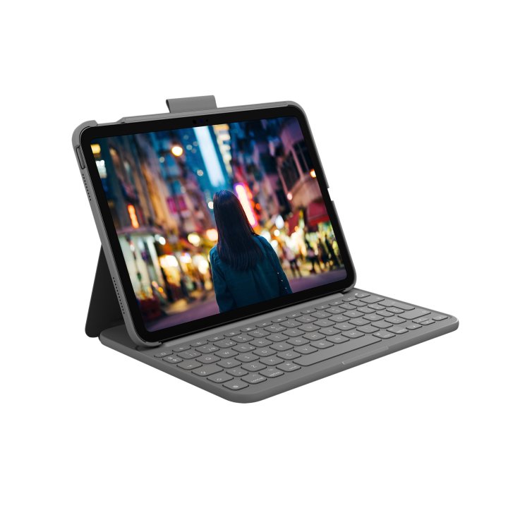 Teclado Bluetooth Funda Logitech Slim Folio Para Ipad 10  Gen Color Gris