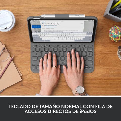 Teclado Bluetooth Funda Logitech Slim Folio Para Ipad 10  Gen Color Gris