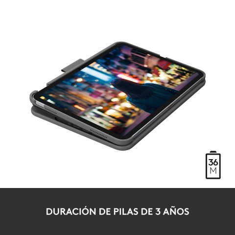 Teclado Bluetooth Funda Logitech Slim Folio Para Ipad 10  Gen Color Gris