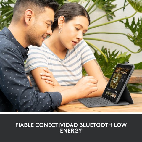 Teclado Bluetooth Funda Logitech Slim Folio Para Ipad 10  Gen Color Gris