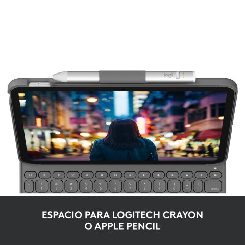 Teclado Bluetooth Funda Logitech Slim Folio Para Ipad 10  Gen Color Gris