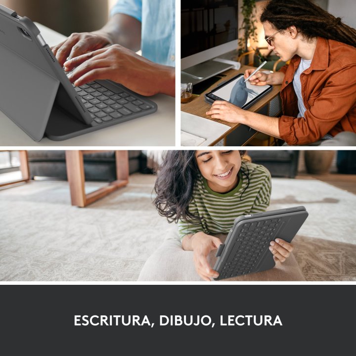 Teclado Bluetooth Funda Logitech Slim Folio Para Ipad 10  Gen Color Gris