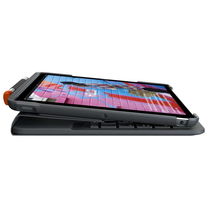Teclado Bluetooth Funda Logitech Slim Folio Para Ipad 7 8 9  Gen Color Gris