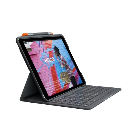 Teclado Bluetooth Funda Logitech Slim Folio Para Ipad 7 8 9  Gen Color Gris