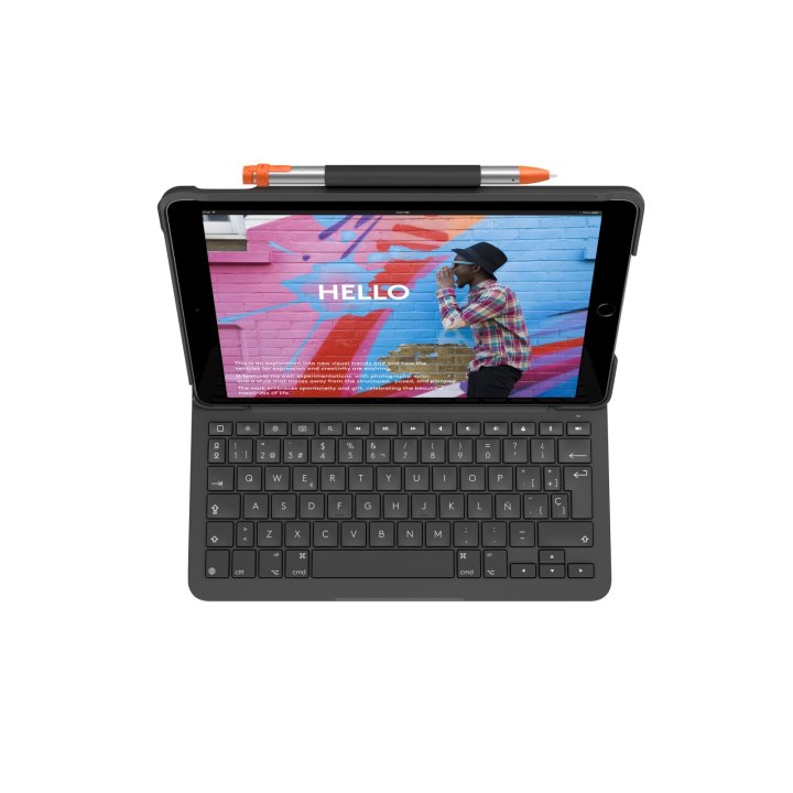 Teclado Bluetooth Funda Logitech Slim Folio Para Ipad 7 8 9  Gen Color Gris