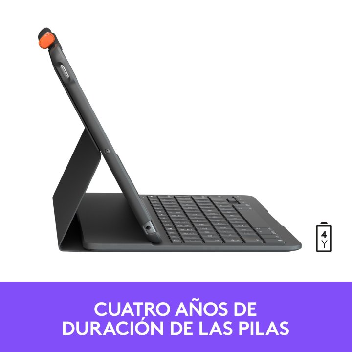 Teclado Bluetooth Funda Logitech Slim Folio Para Ipad 7 8 9  Gen Color Gris