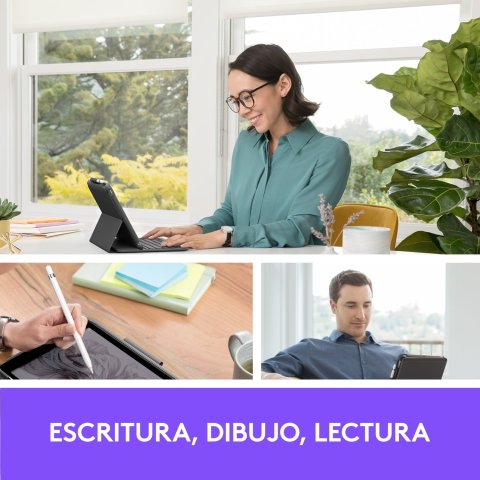 Teclado Bluetooth Funda Logitech Slim Folio Para Ipad 7 8 9  Gen Color Gris