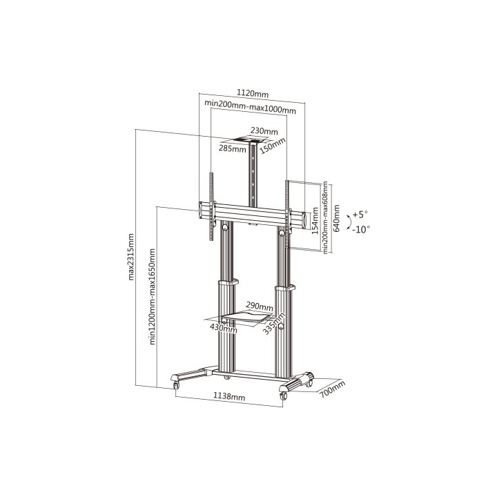 Soporte De Suelo Con Ruedas Equip Para Pantalla De 60-100" Inclinable Vesa Max. 1000 X 600 Hasta 100kg