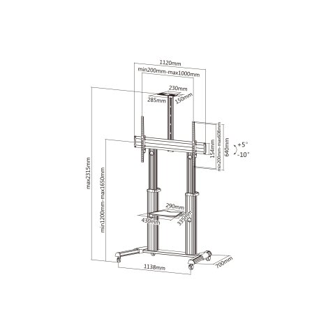 Soporte De Suelo Con Ruedas Equip Para Pantalla De 60-100" Inclinable Vesa Max. 1000 X 600 Hasta 100kg