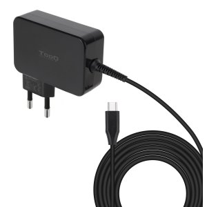 Cargador De Pared Tooq Tqlc-usbcgan100pd Usb-c Pd 100w Con Sistema Gan Color Negro