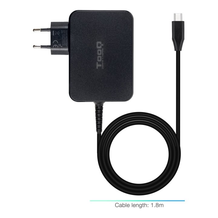 Cargador De Pared Tooq Tqlc-usbcgan100pd Usb-c Pd 100w Con Sistema Gan Color Negro