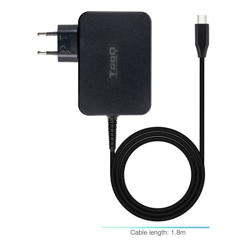 Cargador De Pared Tooq Tqlc-usbcgan100pd Usb-c Pd 100w Con Sistema Gan Color Negro