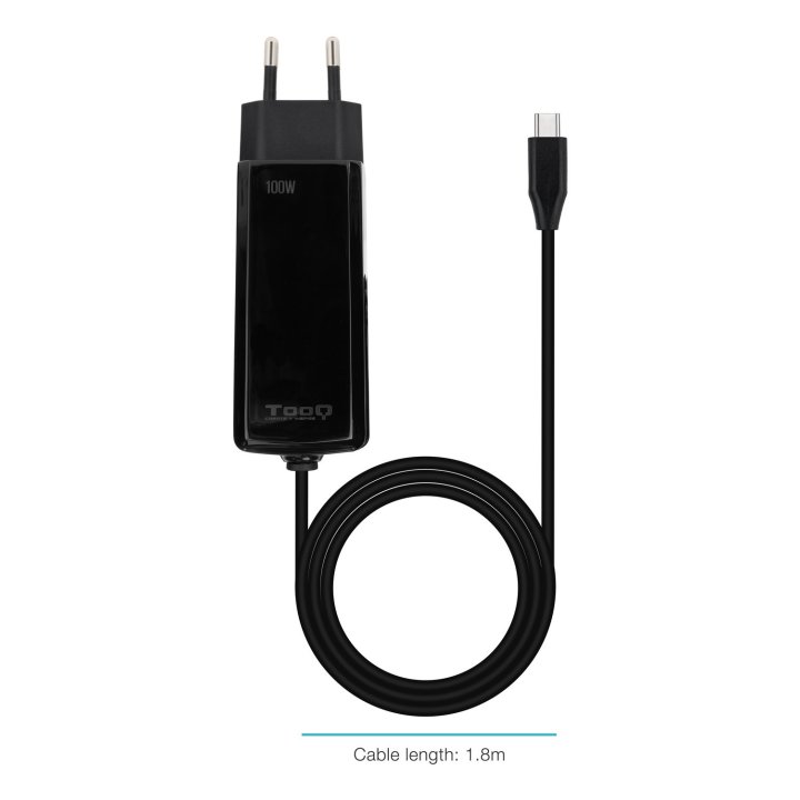 Cargador De Pared Tooq Tqlc-usbcgan100pd-c Usb-c Pd 100w Con Sistema Gan Color Negro Cubico