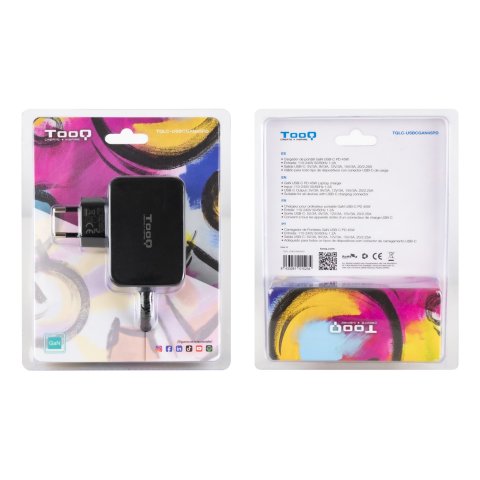 Cargador De Pared Tooq Tqlc-usbcgan45pd Usb-c Pd 45w Con Sistema Gan Color Negro