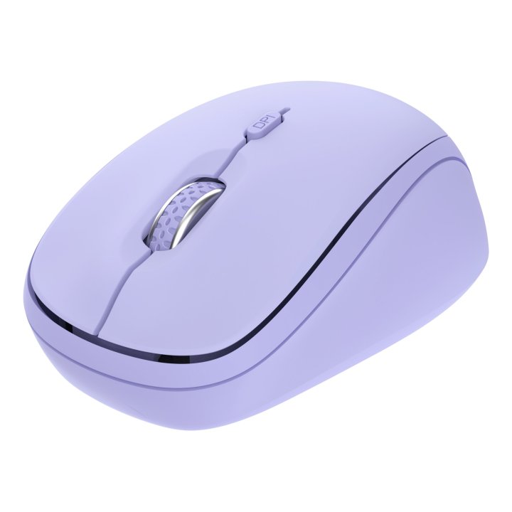 Mouse Trust Wireless Y Bluetooth Yvi+ Lila 1600dpi Ajustable 3 Botones 3 Dispositivos 