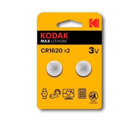 Pilas Cr1620 Kodak Boton Litio 3v Pack 2 Unidades (ecotasa Incl)
