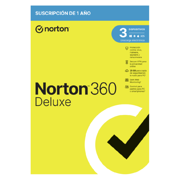 Norton 360 Deluxe 25gb Es 1 User 3 Device 12mo...