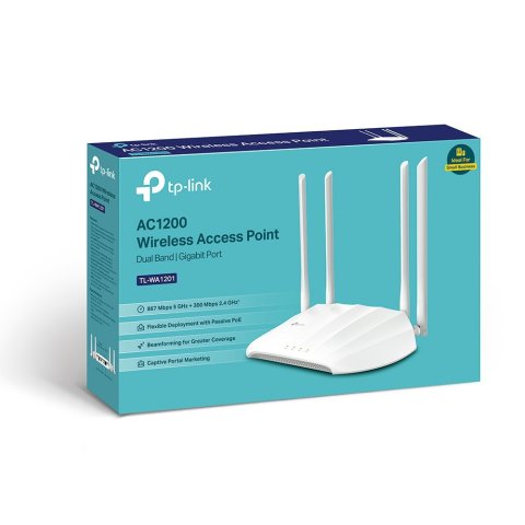 Punto De Acceso Interior Wifi Tp-link Wa1201 Ac1200 Dual Band 5ghz   2.4ghz 4 Antenas Fijas Poe Pasivo Ap client  Range Exten