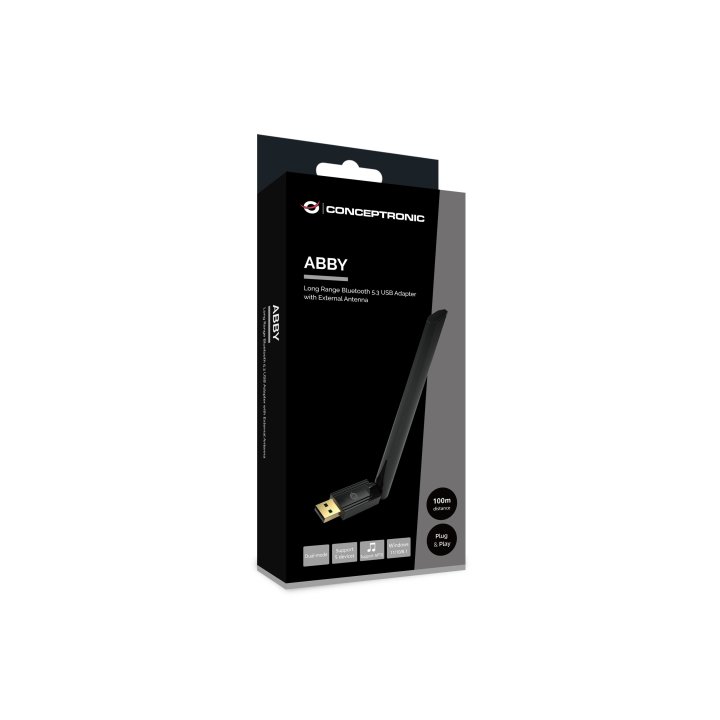 Adaptador Bluetooth Conceptronic Abby017b Usb Bluetooth 5.3 Largo Alcance 100m 5 Dispositivos Simultaneos